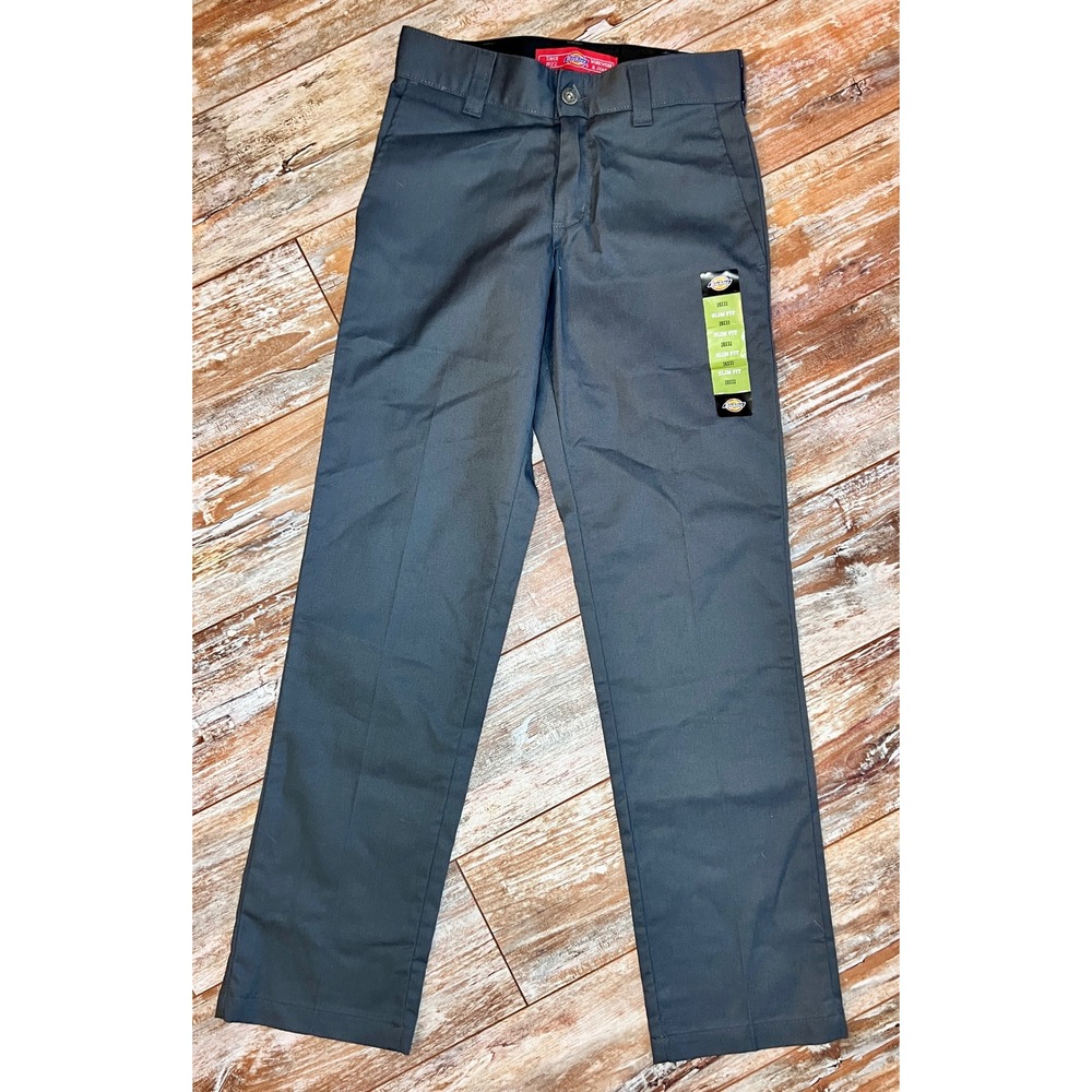 NWT Dickies Slim Fit Straight Leg Work Pants 28x32 Dark Gray Flex Twill
